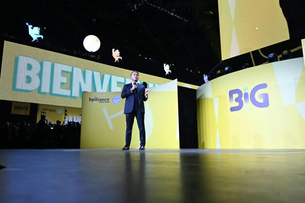 President Macron at Bpifrance Inno Generation - Paris France s President Emmanuel Macron delivers a speech on stage during the Bpifrance Inno Generation (BIG) event, one of Europe’s largest gatherings dedicated to entrepreneurs, in Paris, France on October 8, 2026. Photo by Jeanne Accorsini Pool ABACAPRESS.COM Paris France  Copyright: xAccorsinixJeanne Pool ABACAx