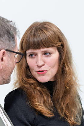 Berlin, October 8, 2026 Kerstin Wolter Ehling A representative of Die Linke speaks during a joint press statement following the conclusion of preliminary talks between their parties in the foyer of the Haus der Statistik with Werner Graf of Alliance 90 The Greens, l Press statement by Die Linke, The Greens, and the SPD in Berlin