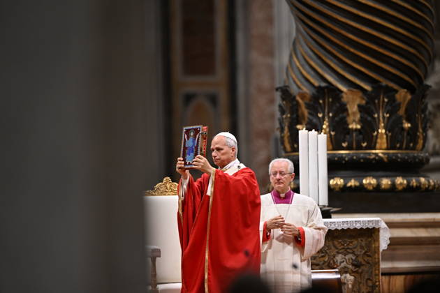 RECORD DATE NOT STATED MESSA_PAPA_2026 Italy, Rome, Vatican, 2026 10 8 Pope Leo XIV celebrates Holy Mass for the academic year at the Pontifical Universities in St Peter s Basilica in the Vatican . EDITORIAL USE ONLY - NO BOOKS Copyright: xAlessiaxGiuliani Catholicpressphotox