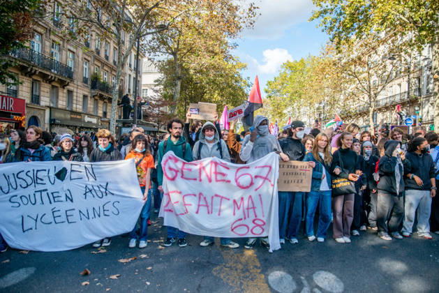 Student Protest - Paris Hundreds of high school students occupy Place de la Bastille in Paris, France on October 8, 2026, following the success of the October 6 protest, calling to continue and amplify the movement. Photo by ABACAPRESS.COM Paris France Copyright: xPrezatxDenis ABACAx
