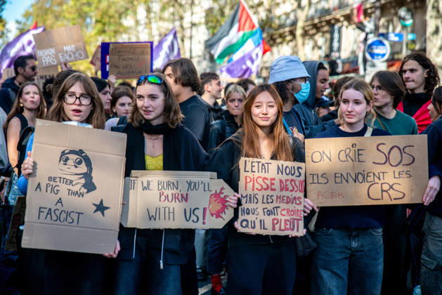 Student Protest - Paris Hundreds of high school students occupy Place de la Bastille in Paris, France on October 8, 2026, following the success of the October 6 protest, calling to continue and amplify the movement. Photo by ABACAPRESS.COM Paris France Copyright: xPrezatxDenis ABACAx