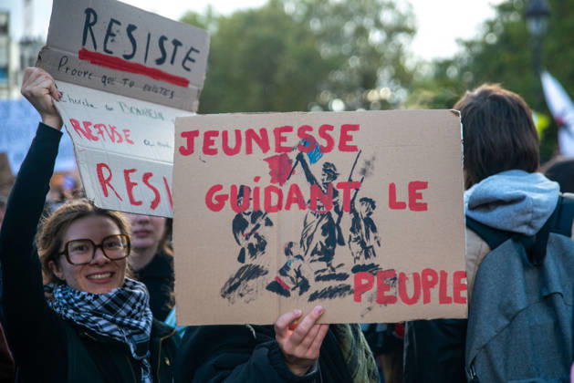 Student Protest - Paris Hundreds of high school students occupy Place de la Bastille in Paris, France on October 8, 2026, following the success of the October 6 protest, calling to continue and amplify the movement. Photo by ABACAPRESS.COM Paris France Copyright: xPrezatxDenis ABACAx