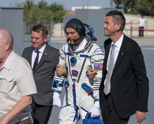 October 8, 2026, Baikonur, Kazakhstan: Baikonur, Kazakhstan. 14 July, 2026. NASA astronaut Anil Menon walks with NASA Deputy Administrator Matt Anderson, left, and NASA Administrator Jared Isaacman to board the Soyuz MS-29 spacecraft at the Baikonur Cosmodrome, July 14, 2026 in Baikonur, Kazakhstan. Menon launched to the International Space Station with Anna Kikina and Pyotr Dubrov. Baikonur Kazakhstan - ZUMAp138 20261008_zaa_p138_071 Copyright: xBillxIngalls Nasax