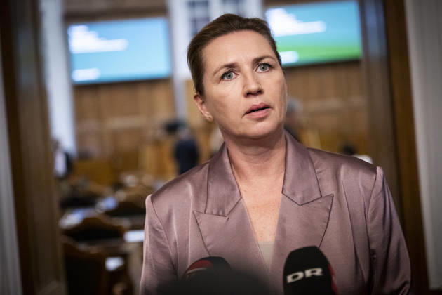 Denmark Opening Debate: Danish Prime Minister Mette Frederiksen answers questions after the opening debate of the Danish Parliament, the Folketing, at Christiansborg Palace in Copenhagen on Thursday, October 8, 2026. Photo by Nils Meilvang, Scanpix 2026, Copenhagen, Denmark  Copyright: NILSxMEILVANG NilsxMeilvangx spdk20261008-191431-L