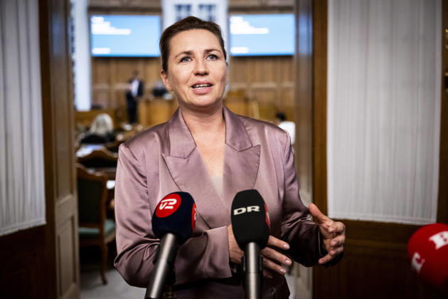 Denmark Opening Debate: Danish Prime Minister Mette Frederiksen answers questions after the opening debate of the Danish Parliament, the Folketing, at Christiansborg Palace in Copenhagen on Thursday, October 8, 2026. Photo by Nils Meilvang, Scanpix 2026, Copenhagen, Denmark  Copyright: NILSxMEILVANG NilsxMeilvangx spdk20261008-192609-L
