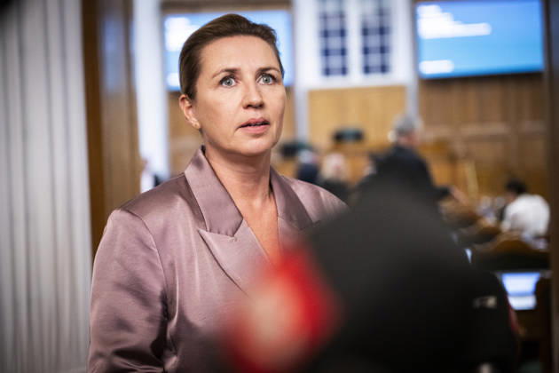 Denmark Opening Debate: Danish Prime Minister Mette Frederiksen answers questions after the opening debate of the Danish Parliament, the Folketing, at Christiansborg Palace in Copenhagen on Thursday, October 8, 2026. Photo by Nils Meilvang, Scanpix 2026, Copenhagen, Denmark  Copyright: NILSxMEILVANG NilsxMeilvangx spdk20261008-193059-L