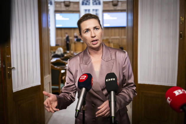 Denmark Opening Debate: Danish Prime Minister Mette Frederiksen answers questions after the opening debate of the Danish Parliament, the Folketing, at Christiansborg Palace in Copenhagen on Thursday, October 8, 2026. Photo by Nils Meilvang, Scanpix 2026, Copenhagen, Denmark  Copyright: NILSxMEILVANG NilsxMeilvangx spdk20261008-191441-L