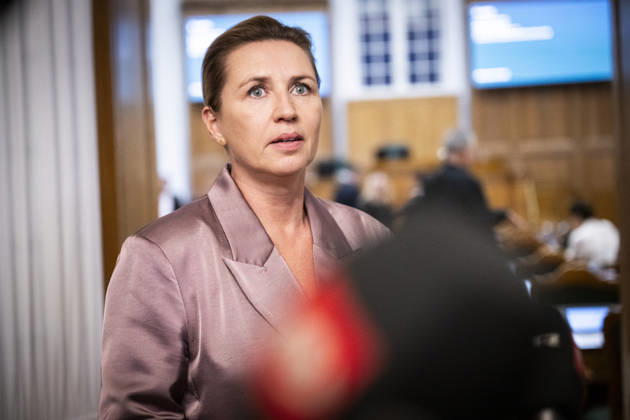 Denmark Opening Debate: Danish Prime Minister Mette Frederiksen answers questions after the opening debate of the Danish Parliament, the Folketing, at Christiansborg Palace in Copenhagen on Thursday, October 8, 2026. Photo by Nils Meilvang, Scanpix 2026, Copenhagen, Denmark  Copyright: NILSxMEILVANG NilsxMeilvangx spdk20261008-192303-L