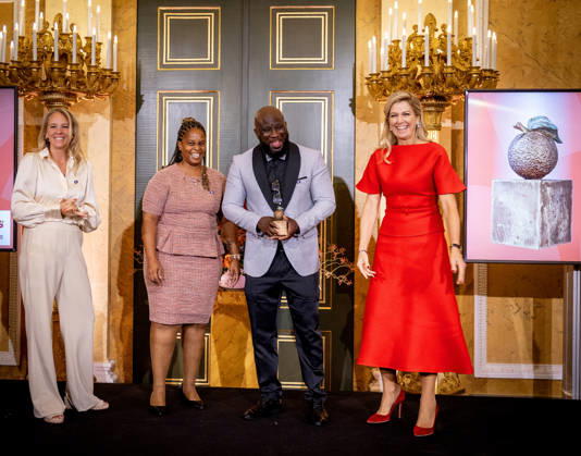 08-10-2026 Palace Queen Maxima presented the 2026 Appeltjes van Oranje awards at palace Noordeinde in The Hague. Winner Mega D youth foundation  Copyright: xPPEx