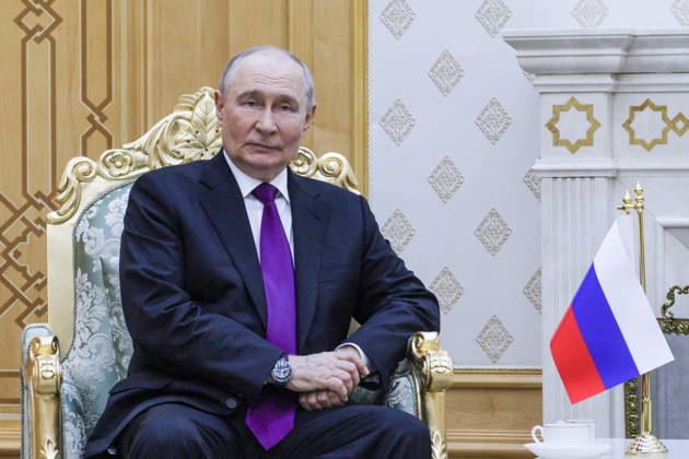 TURKMENISTAN, BALKAN PROVINCE - OCTOBER 8, 2026: Vladimir Putin, President of Russia, attends a bilateral meeting with his counterpart Serdar Berdimuhamedow of Turkmenistan in Turkmenbasy Turkmenistan  - ZUMAt113 20261008_zaa_t113_700 Copyright: xGavriilxGrigorovx