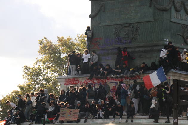 Student mobilization at Place de la Bastille in Paris PARIS, FRANCE – OCTOBER 8, 2026: Students who took part in blockades at several university institutions in Paris, including Paris-Pantheon-Assas University, along with many other students, converge on Place de la Bastille in Paris to voice their demands as part of a day of high school and university student mobilization. Umit Donmez Anadolu Ile-de-France France. Editorial use only. Please get in touch for any other usage. Copyright: x2026xAnadoluxUmitxDonmezx