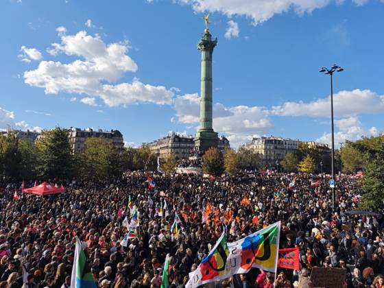 Student mobilization at Place de la Bastille in Paris PARIS, FRANCE – OCTOBER 8, 2026: Students who took part in blockades at several university institutions in Paris, including Paris-Pantheon-Assas University, along with many other students, converge on Place de la Bastille in Paris to voice their demands as part of a day of high school and university student mobilization. Umit Donmez Anadolu Ile-de-France France. Editorial use only. Please get in touch for any other usage. Copyright: x2026xAnadoluxUmitxDonmezx