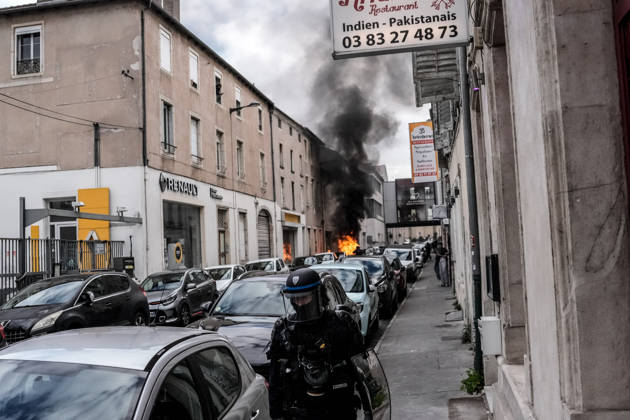 Police clash with students during education protest in Nancy NANCY, FRANCE - OCTOBER 8: Police officers are deployed as students stage a protest against education conditions in Nancy, France, on October 8, 2026. High school students across the country took part in a nationwide mobilization to demand greater educational resources and improved school conditions. Muhammed Said Tako Anadolu Nancy France. Editorial use only. Please get in touch for any other usage.  Copyright: x2026xAnadoluxMuhammedxSaidxTakox