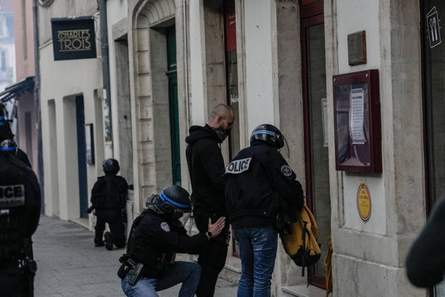 Police clash with students during education protest in Nancy NANCY, FRANCE - OCTOBER 8: A protestor is detained as students stage a protest against education conditions in Nancy, France, on October 8, 2026. High school students across the country took part in a nationwide mobilization to demand greater educational resources and improved school conditions. Muhammed Said Tako Anadolu Nancy France. Editorial use only. Please get in touch for any other usage.  Copyright: x2026xAnadoluxMuhammedxSaidxTakox