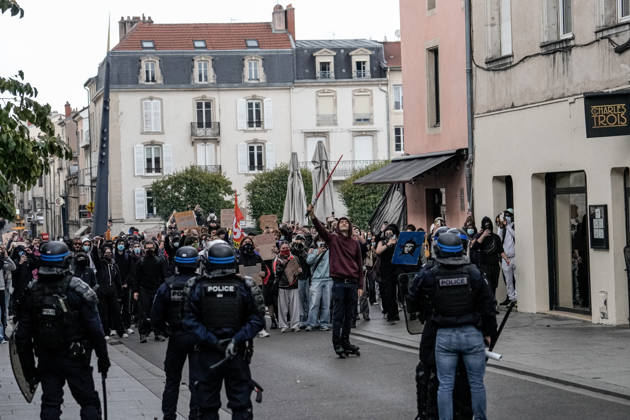 Police clash with students during education protest in Nancy NANCY, FRANCE - OCTOBER 8: Students stage a protest against education conditions in Nancy, France, on October 8, 2026. High school students across the country took part in a nationwide mobilization to demand greater educational resources and improved school conditions. Muhammed Said Tako Anadolu Nancy France. Editorial use only. Please get in touch for any other usage.  Copyright: x2026xAnadoluxMuhammedxSaidxTakox