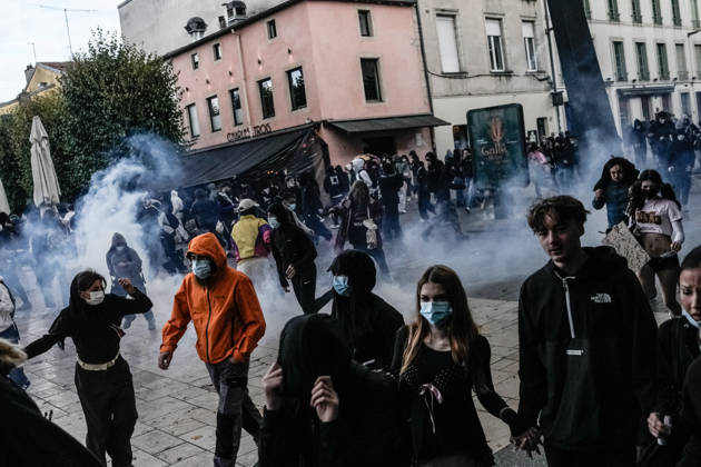 Protest against eduction conditions continues in Nancy NANCY, FRANCE - OCTOBER 8: Police intervene with tear gas during student protest against education conditions in Nancy, France, on October 8, 2026. Students took part in a nationwide high-school mobilization over school conditions and demands for greater education resources. Muhammed Said Tako Anadolu Nancy France. Editorial use only. Please get in touch for any other usage.  Copyright: x2026xAnadoluxMuhammedxSaidxTakox