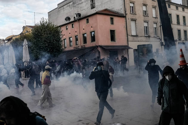 Protest against eduction conditions continues in Nancy NANCY, FRANCE - OCTOBER 8: Police intervene with tear gas during student protest against education conditions in Nancy, France, on October 8, 2026. Students took part in a nationwide high-school mobilization over school conditions and demands for greater education resources. Muhammed Said Tako Anadolu Nancy France. Editorial use only. Please get in touch for any other usage.  Copyright: x2026xAnadoluxMuhammedxSaidxTakox