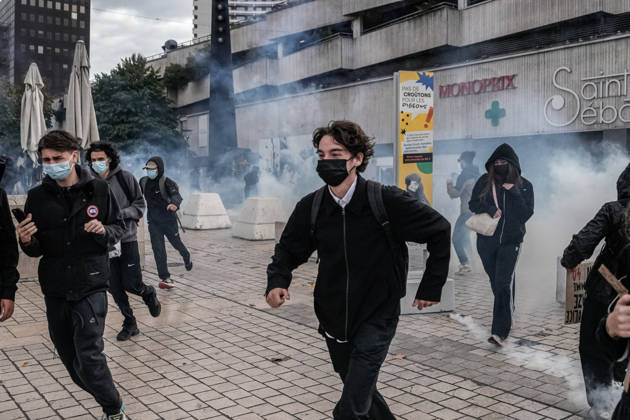 Protest against eduction conditions continues in Nancy NANCY, FRANCE - OCTOBER 8: Police intervene with tear gas during student protest against education conditions in Nancy, France, on October 8, 2026. Students took part in a nationwide high-school mobilization over school conditions and demands for greater education resources. Muhammed Said Tako Anadolu Nancy France. Editorial use only. Please get in touch for any other usage.  Copyright: x2026xAnadoluxMuhammedxSaidxTakox