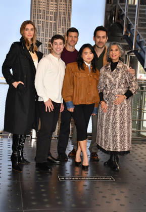 NEW YORK, NY- OCTOBER 8: Allegra Edwards, Jaren Lewison, Parker Young, Helen J. Shen, Ed Weeks and Rose Abdoo at the Empire State Building to Celebrate the Premiere of CBS New Series, Eternally Yours on October 8, 2026 in New York City. Copyright: xmpi099 MediaPunchx
