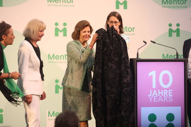 Sybille Perez, Monika Brandt, Countess Bettina Bernadotte, and Queen Silvia of Sweden at the Mentor Future Prize award ceremony during the Mentor Foundation’s anniversary celebration on Mainau Island, Mainau, October 8, 2026 Copyright: xAgenturxMatthiasxWehnertx xM.xGränzdörferx