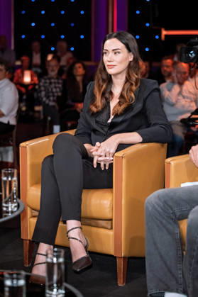 MDR Riverboat Model Gloria Sophie Burkandt during the taping of the MDR talk show Riverboat on October 8, 2026, at Mediacity Leipzig 20261008SFL0071