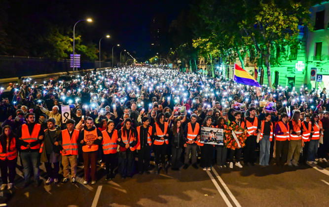 October 8, 2026, Madrid, Madrid, SPAIN: March in memory of Maricarmen, who died after being evicted from her home and became a symbol of the struggle for housing rights and against real-estate speculation. Madrid SPAIN - ZUMAz108 20261008_znp_z108_037 Copyright: xRichardxZubelzux