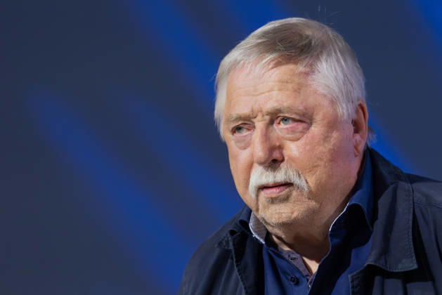 Frankfurt Book Fair 2026: Wolf Biermann presents his book *Ihr löscht das Feuer mit Benzin* on the literature stage hosted by ARD, ZDF, and 3sat, Frankfurt am Main, Hesse, Germany, Exhibition Center