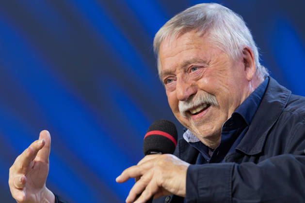 Frankfurt Book Fair 2026: Wolf Biermann presents his book *Ihr löscht das Feuer mit Benzin* on the literature stage hosted by ARD, ZDF, and 3sat, Frankfurt am Main, Hesse, Germany, Exhibition Center