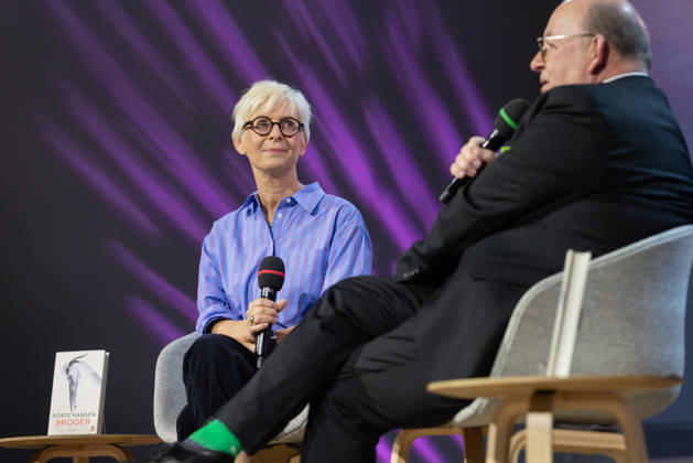 Frankfurt Book Fair 2026: Author Dörte Hansen presents her new book, *Broder*, in a conversation with Denis Scheck on the ARD, ZDF, and 3sat literature stage, Frankfurt am Main, Hesse, Germany, Exhibition Center