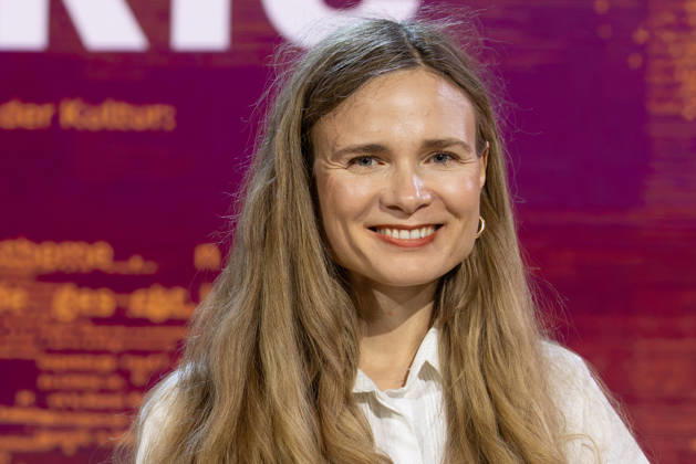 Frankfurt Book Fair 2026: Valeria Gordeev receives the 2026 aspekte Literature Prize for her book *The Cicada Emerges from Its Shiny Golden Shell*, Frankfurt am Main, Hesse, Germany, Exhibition Grounds