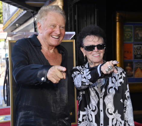 Graham Russell (L) and Russell Hitchcock of the rock duo Air Supply ham it up with photographers next to their star during an unveiling ceremony honoring them with the 2,859th star on the Hollywood Walk of Fame in Los Angeles on Thursday October 8, 2026. LAP2026100827 JIMxRUYMEN