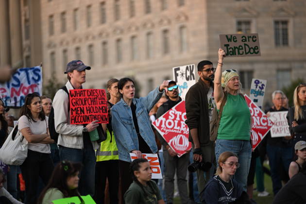 October 8, 2026, Lexington, Massachusetts, U.S.: Demonstrators gather near the Washington Monument during a nationwide day of action against sexual violence in Washington. The demonstration is part of the I Am Jane Doe movement supporting a former Cornell University student who alleges she was sexually assaulted by members of a fraternity in 2024. Lexington U.S. - ZUMAk206 20261008_znp_k206_023 Copyright: xMattxKaminskyx