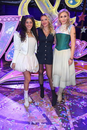 Rita Sebeh (aka Sebeya) as Julia, Evelyn Burdecki, and Sabrina Weckerlin at the JULIA MUSICAL PREMIERE at the Stage Palladium Theater in Stuttgart on October 8, 2026
