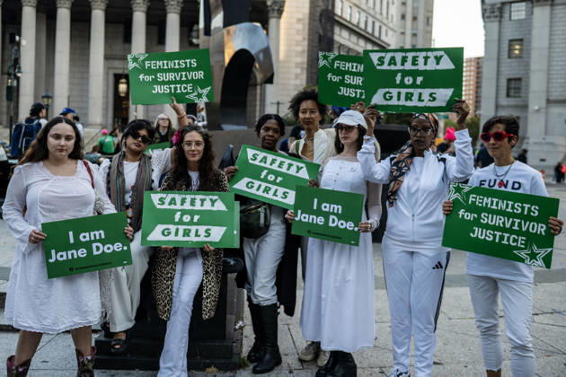 October 8, 2026, New York, New York, USA: Hundreds of sexual assualt survivors and aliies came together in solidarity with Jane Doe in the wake of the Cornell 7 case. Speakers from womens rights groups Women s March, Me Too, Feminist Generation and Feminist took the stage to speak on the culture of sexual violence in the US. The Resistance Revival Chorus poses for a photo. New York USA - ZUMAh214 20261008_znp_h214_003 Copyright: xSDxHerzogx