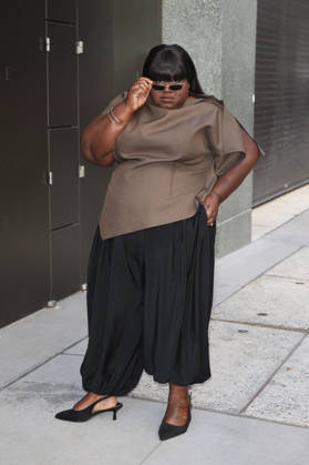 October 8, 2026, New York, New York, USA: GABOUREY SIDIBE arrives at ABC Studios New York USA - ZUMAh16_ 20261008_zaf_h16_034 Copyright: xDanxHerrickx