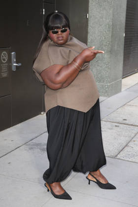 October 8, 2026, New York, New York, USA: GABOUREY SIDIBE arrives at ABC Studios New York USA - ZUMAh16_ 20261008_zaf_h16_036 Copyright: xDanxHerrickx