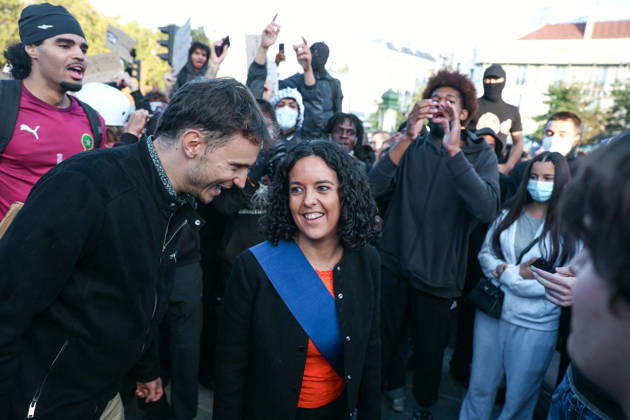 High School And University Student Protest - Paris Manon Aubry, Member of the European Parliament for La France Insoumise, during a nationwide youth demonstration. Nationwide mobilization by high school and university students calling for better teaching and study conditions, increased funding and staffing, an end to overcrowded classrooms and deteriorating infrastructure, and improved access to education, amidst concerns over social inequalities and student financial insecurity in Paris, France, October 8, 2026. Photo by Christophe Michel ABACAPRESS.COM Paris ILE DE FRANCE France Copyright: xMichelxChristophe ABACAx
