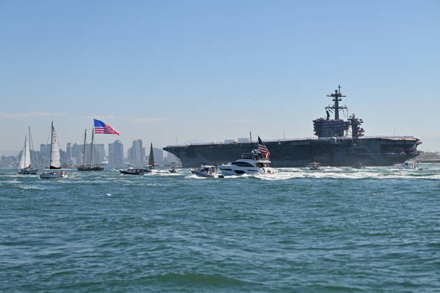 USS Abraham Lincoln returns to home port of San Diego after near-record deployment SAN DIEGO, UNITED STATES - OCTOBER 08: The USS Abraham Lincoln Nimitz-class aircraft carrier approaches its homeport at Naval Air Station North Island on return from its historic 10-month deployment on October 8, 2026 as seen from the Port of San Diego in San Diego, California, United States. The USS Abraham Lincoln (CVN 72) set a U.S. Navy record spending over 260 days consecutively at sea without a port call while playing a key role in Operation Epic Fury and regional maritime security operations in the Middle East. Carlos A. Moreno Anadolu San Diego United States. Editorial use only. Please get in touch for any other usage. Copyright: x2026xAnadoluxCarlosxA.xMorenox