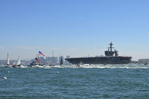 USS Abraham Lincoln returns to home port of San Diego after near-record deployment SAN DIEGO, UNITED STATES - OCTOBER 08: The USS Abraham Lincoln Nimitz-class aircraft carrier approaches its homeport at Naval Air Station North Island on return from its historic 10-month deployment on October 8, 2026 as seen from the Port of San Diego in San Diego, California, United States. The USS Abraham Lincoln (CVN 72) set a U.S. Navy record spending over 260 days consecutively at sea without a port call while playing a key role in Operation Epic Fury and regional maritime security operations in the Middle East. Carlos A. Moreno Anadolu San Diego United States. Editorial use only. Please get in touch for any other usage. Copyright: x2026xAnadoluxCarlosxA.xMorenox