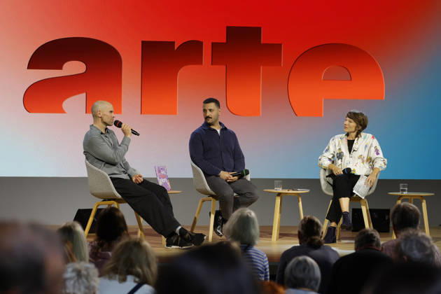 Frankfurt Impressions 10 08 2026 The 78th Frankfurt Book Fair provides a stage for many things, including the ARTE Literature Stage, featuring authors Paul Brodowsky and Fikri Anil Altintas discussing their book *30 Real Boys*. Hosted by Romy Straßenburg. Frankfurt am Main, Hesse, Germany