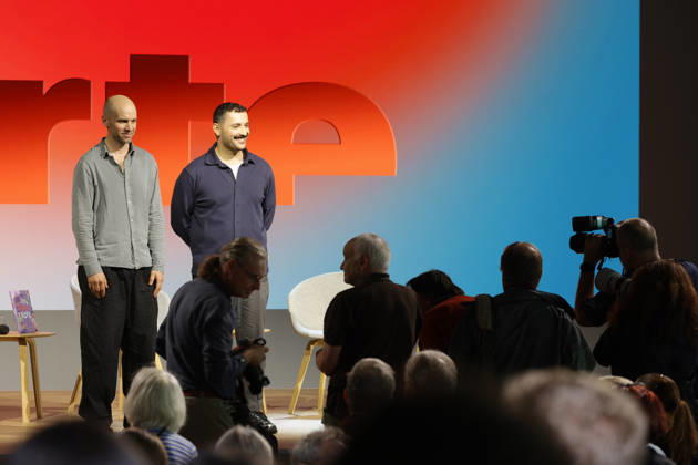 Frankfurt Impressions 10 08 2026 The 78th Frankfurt Book Fair provides a stage for many things, including the ARTE Literature Stage, featuring authors Paul Brodowsky and Fikri Anil Altintas discussing their book *30 Real Boys*. Hosted by Romy Straßenburg. Frankfurt am Main, Hesse, Germany