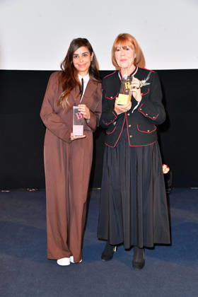 Collien Fernandes and Gisele Pelicot at the 2026 Brigitte Award ceremony at the Kino International in Berlin on October 8, 2026