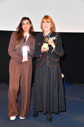 Collien Fernandes and Gisele Pelicot at the 2026 Brigitte Award ceremony at the Kino International in Berlin on October 8, 2026