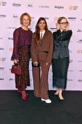 Julia Becker, Collien Fernandes, and Susanna Riethmuller at the 2026 Brigitte Award ceremony at the Kino International in Berlin on October 8, 2026