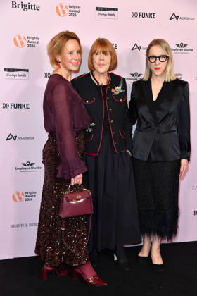 Julia Becker, Gisele Pelicot, and Susanna Riethmuller at the 2026 Brigitte Award ceremony at the Kino International in Berlin on October 8, 2026