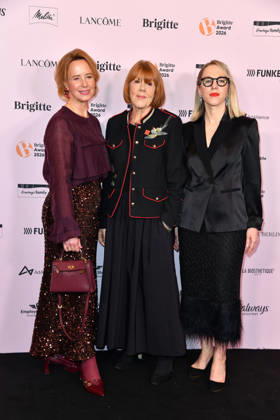 Julia Becker, Gisele Pelicot, and Susanna Riethmuller at the 2026 Brigitte Award ceremony at the Kino International in Berlin on October 8, 2026