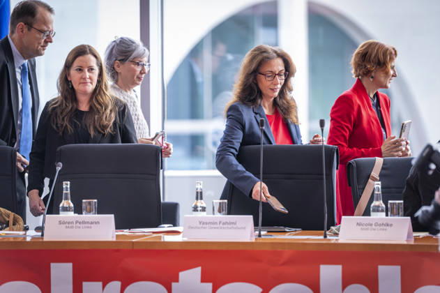 Social Policy Conference, EUR, Germany, Berlin, October 9, 2026 Janine Wissler, Sören Pellmann, Yasmin Fahimi (DGB), and Janine Wissler: Kickoff for the Social Council The Left Party parliamentary group in the Bundestag is hosting a conference on social security and solidarity across society, with participants from politics and civil society