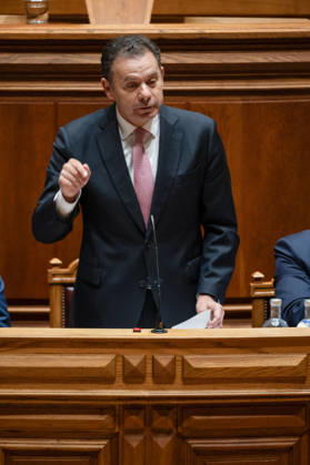 October 9, 2026, Lisbon, Lisbon, Portugal: Portuguese Prime Minister LUIS MONTENEGRO gestures while speaking and holding a document during a parliamentary debate at the Assembleia da Republica in Lisbon, Portugal, on October 9, 2026. The sitting includes the fortnightly debate with the prime minister, followed by a debate preparing Portugal s position for the European Council. Lisbon Portugal - ZUMAr238 20261009_zip_r238_012 Copyright: xRicardoxRochax