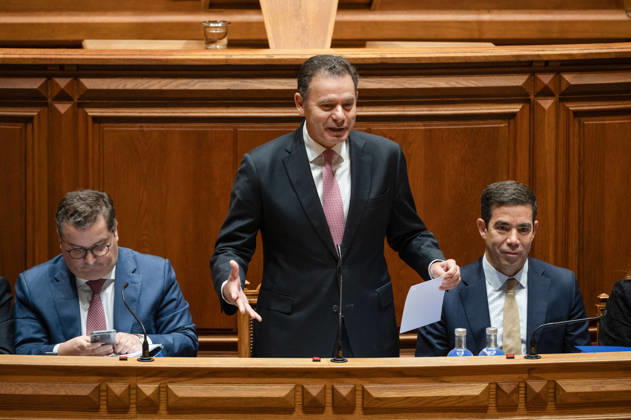 October 9, 2026, Lisbon, Lisbon, Portugal: Portuguese Prime Minister LUIS MONTENEGRO gestures while holding a sheet of paper as he addresses lawmakers during the fortnightly parliamentary debate at the Assembleia da Republica in Lisbon, Portugal, on October 9, 2026. The government-accountability session was scheduled to be followed by a debate preparing Portugal s position for the European Council. Lisbon Portugal - ZUMAr238 20261009_zip_r238_031 Copyright: xRicardoxRochax