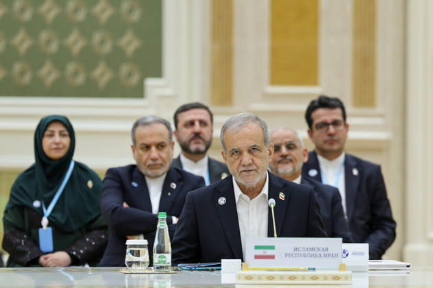 Commonwealth of Independent States Summit in Turkmenistan TURKMENBASHI, TURKMENISTAN - OCTOBER 09: (----EDITORIAL USE ONLY - MANDATORY CREDIT - IRANIAN PRESIDENCY HANDOUT - NO MARKETING NO ADVERTISING CAMPAIGNS - DISTRIBUTED AS A SERVICE TO CLIENTS----) Iranian President Masoud Pezeshkian attends the Commonwealth of Independent States Summit (CIS) in Turkmenbashi, Turkmenistan on October 09, 2026. Iranian Presidency Handout Anadolu Turkmenbashi Turkmenistan. Editorial use only. Please get in touch for any other usage. Copyright: x2026xAnadoluxIranianxPresidencyx xHandoutx